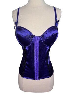 Morbid Threads Y2K Purple Satin Back Lace Up Push Up Corset Top Size 36C